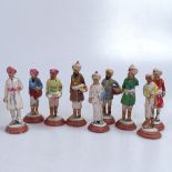 Painted clay model Indian figures, 3.5" approx