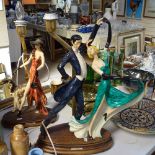 2 similar Capodimonte table lamps, with Art Deco figures, height 22" approx