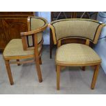 A pair of Thonet, Vienna, secessionist curved-back chairs by Marcel Kammerer, 1980s re-editioned