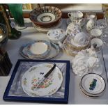 Wine glasses, teaware, Doulton figure etc