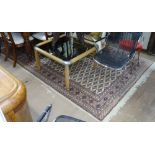 A large cream and blue ground Persian design carpet, with symmetrical pattern, L275cm x 190cm