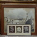 A framed set of 4 miniature hand coloured engravings, Cathedral studies, and various other pictures