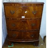 A small mahogany 3-drawer bow-front chest, W56cm