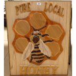 Clive Fredriksson, specimen wood advertising panel, pure local honey