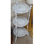 Antique cast-iron pierced 3-tier stand, height 29.75"