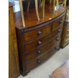 A Regency mahogany bow-front chest, with 5 drawers, on bracket feet, W118cm