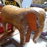 A Vintage leather-covered elephant, height 16"