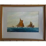 Geoffrey Sayer, a pair of watercolours, Norfolk coastal studies, and 3 others by a different hand
