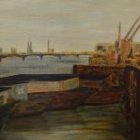 Oil on board, Thame barges