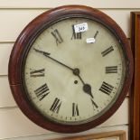 A Victorian dial wall clock, mahogany-framed with single fusee movement, diameter 14.5"