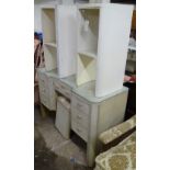 A painted kneehole dressing table, together with matching stool and pair of bedside cabinets