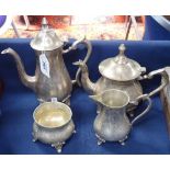 A 4-piece engraved plated tea and coffee set