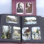 2 Vintage postcard albums, containing approx 430 cards, early 20th century