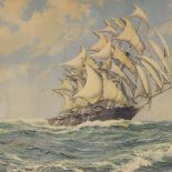 Montague Dawson, limited edition coloured print, the smoke of Battle, with artist's proof stamp to