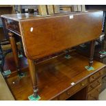 A 19th century mahogany Pembroke table, with end frieze drawer, on turned legs, W92cm