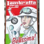 Clive Fredriksson, oil on board, advertising panel, Lambretta "Bellissima"