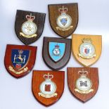 RAF shields on wall mounted wooden plaques