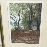 Mark Spain, artist's proof, limited edition lithograph, autumn beach, coloured print, ballet