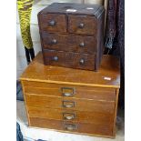 A small oak chest of 2 short and 2 long drawers, and a mahogany table-top chest of 4 drawers with
