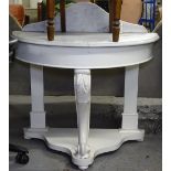 An Edwardian demilune marble-top washstand on painted base