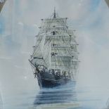 Chris Williams, a pair of over watercolours, tall ships at sea, framed