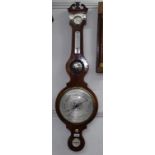 A George III mahogany and satinwood strung wheel barometer, L105cm
