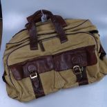 A Corona Tapioca leather-trimmed canvas holdall