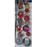 18 various glass paperweights, including Caithness