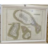 Antique framed map of the West India Islands, engraved by Birkwood Edinburgh, height 22.5" overall