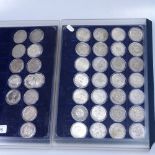 A tray of Chinese white metal coins and others, possibly facsimile.