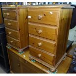 A pair of modern pine 4-drawer bedside chests, W55cm