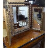 A 1930s giltwood framed 3-fold dressing table mirror