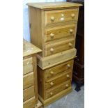 A pair of modern pine 3-drawer bedside chests, W51cm