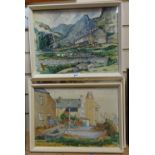 4 various watercolours, framed