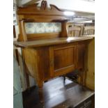 An Edwardian satin walnut tiled-back washstand, W92cm