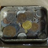 A silver coin ring, foreign coins etc
