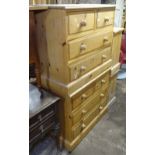 A pair of modern pine 4-drawer chests, W90cm