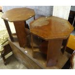 A pair of Art Deco octagonal walnut side casual tables