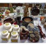 Studio pottery, Dachshund, kitchen storage jars etc