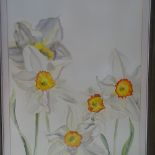 Regine Bartson, watercolour, Narcissus, signed, 29" x 22", framed