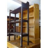 An oak open bookcase, and a pine open bookcase