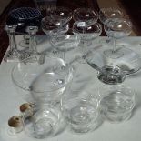 A set of 6 sundae glasses, bowls, candlesticks etc