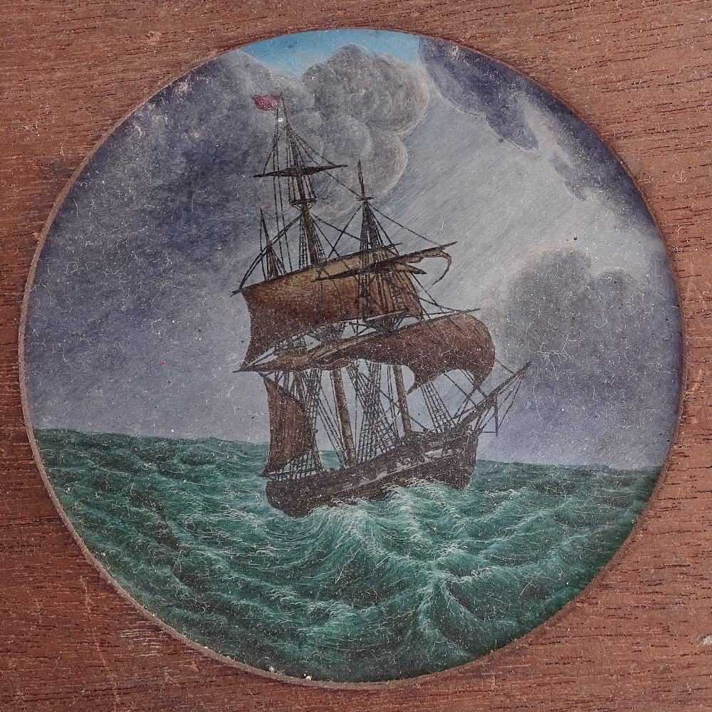 A tinplate magic lantern, and a quantity of coloured glass slides depicting animals, ships etc - Image 2 of 2