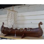 A wooden Viking longship model by Clive Fredriksson, length 36"