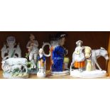 Victorian Staffordshire figures, a Toby jug, height 9.25"