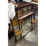 A late Victorian walnut over mantel mirror, W102cm