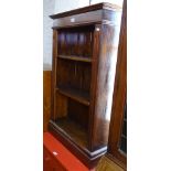 A painted stained wood open bookcase, W55cm