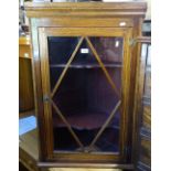 A mahogany and satinwood-banded hanging corner display cabinet, W52cm