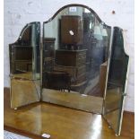 A 1930s bevelled-edge 3-fold dressing table mirror
