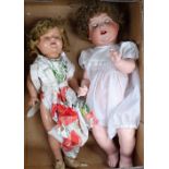 A Koppelsdorf porcelain-headed doll with composition limbs, and a Shirley Temple doll with jointed